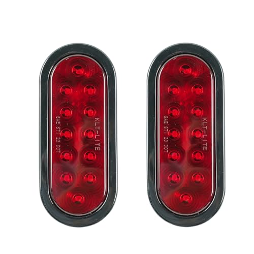 2PCS 6 Inch Oval Red LED Trailer Tail Lights, IP65 Waterproof Surface Mount Stop Brake Turn Signal Lights for Truck RV Boat Marine Camper, DOT Compliant Rear Trailer Lighting Kit(6" Oval 12LED Red) - color: 6 inch Oval Red 12LED
