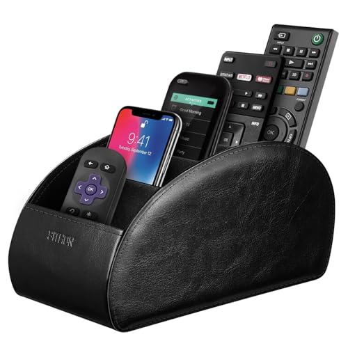 SITHON Remote Control Holder with 5 Compartments [Upgrade Version] - color: Black, size: Large