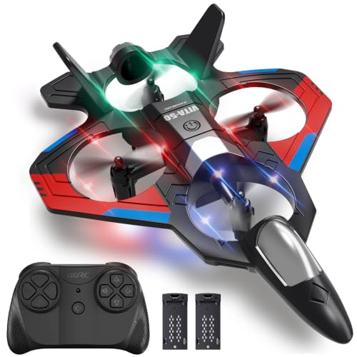 4DRC RC Planes Remote Control Airplanes for Kids, Foam Remote Control Planes for Kids Adults Beginners, Remote Control Helicopter Fighter Jet Drones for Kids Adults, 360° Flip Easy to Fly - color: Red-2batteries