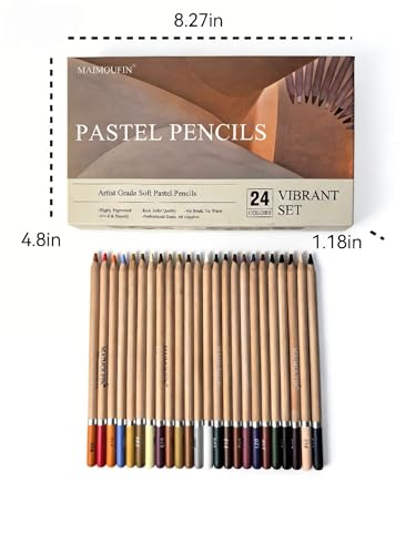 24‑Color Soft Pastel Pencils, Professional Artist Drawing Pencils - color: Brown