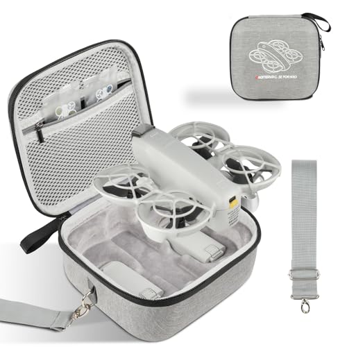GAGITERVR N2 Small Neo Hard Carrying Case, Travel Shoulder Bag with Soft Lining, Portable Protection for Dji Neo Drone, Up to 3 Flight Batteries & Accessories, Ideal for Trip and Home Storage, Gray - size: For 3 Batteries