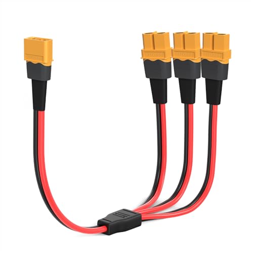 ELFCULB XT60 3 Way Splitter Cable 12AWG 1FT for Battery and Solar Systems - color: XT60 1 Male to 3 Female