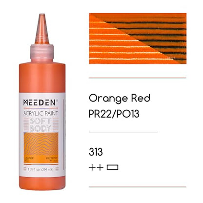 MEEDEN Orange Red Acrylic Paint: Matte Finish 250ml/8.45oz Soft Body - color: Orange Red