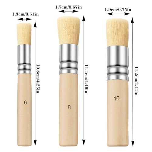 3 Pcs Wooden Stencil Brush, Ymapinc Natural Bristle Paint Brushes