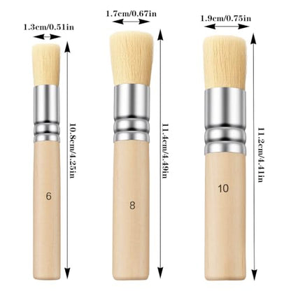 3 Pcs Wooden Stencil Brush, Ymapinc Natural Bristle Paint Brushes