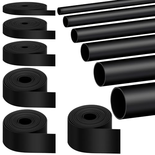 Tondiamo 6 Roll Heat Shrink Tubing Roll 1/4 3/8 1/2 Inch Shrink Tubing 3:1 Industrial Marine Grade Adhesive Lined Wrap Tube, Insulation Sealing Wear-resistant (4 Feet 1 1/8 1/4 3/8 1/2 3/4,Black) - size: 4 Feet 1 1/8 1/4 3/8 1/2 3/4
