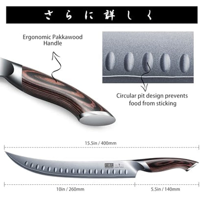HOSHANHO Carving Slicing Knife, 10 Inch Razor Sharp Japanese Brisket Knife - size: 10"