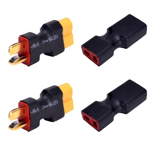 2 Pairs XT60 to T-Plug Connector RC Male Female Adapter for RC Car Plane Lipo Battery ESC - size: XT60 to T-Plug