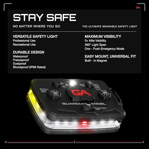 Guardian Angel Elite Safety Light - White Front & Red/Yellow Rear - color: White/Red/Yellow, size: 1-Pack