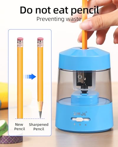ZMOL Electric Pencil Sharpener Battery Powered, 6-12mm Jumbo Pencils,Blue - color: Blue