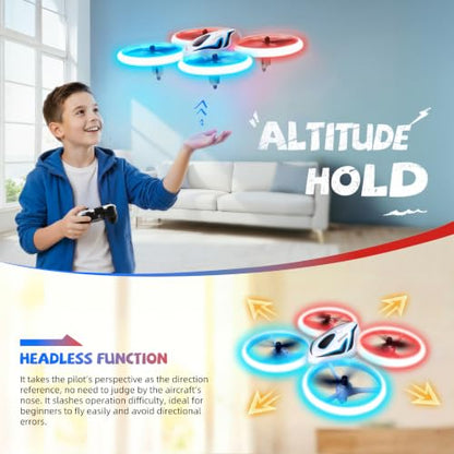 Veeniix Mini Drone for Kids Anti-Collision RC Quadcopter LED Light - color: Blue