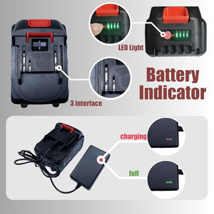 Mini Chainsaw Battery, 21v Lithium Battery - 4.0 Ah Battery with Electric Quantity Display, Include Charger Adapter, Suitable for Cordless Powe - size: 4000mAH