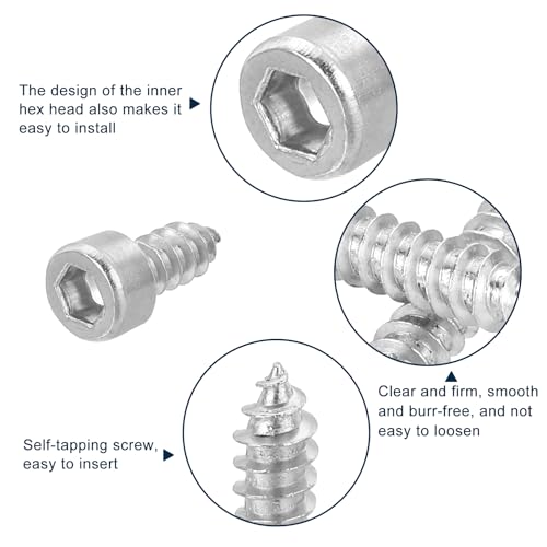 uxcell M5 Hex Socket Head Cap Self-Tapping Screw, 100Pcs M5x12mm 304 Stainless Steel, Hexagon Socket Head Tapping Screws, Hex Drive, Self Tapping Point - Silver - size: M5x12mm