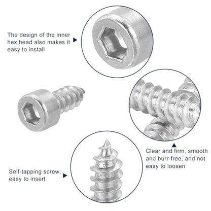uxcell M5 Hex Socket Head Cap Self-Tapping Screw, 100Pcs M5x12mm 304 Stainless Steel, Hexagon Socket Head Tapping Screws, Hex Drive, Self Tapping Point - Silver - size: M5x12mm