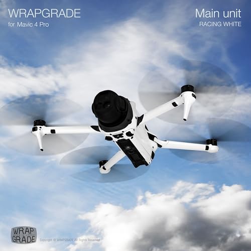 WRAPGRADE Full Wrap Skin Stickers Compatible with DJI Mavic 4 Pro (Racing White) - color: Racing White