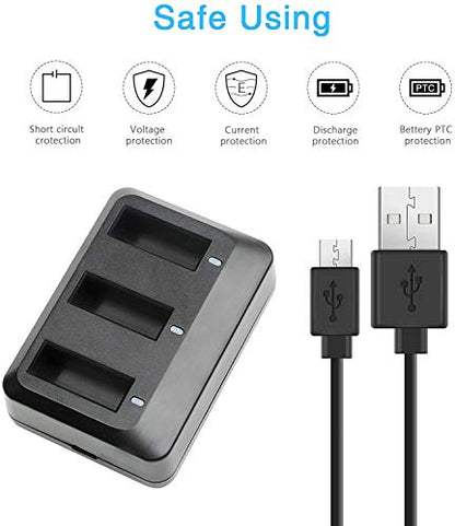 SHOOT 3 Pack Battery 660mAh 3.7V Charger Kit for Parrot MiniDrone