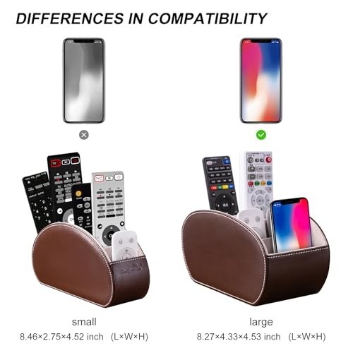 PU Leather Multi-Functional Office Organizer Box Remote Control Holder Desk - color: Dark Brown
