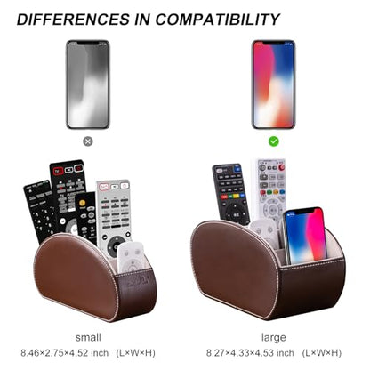 PU Leather Multi-Functional Office Organizer Box Remote Control Holder Desk - color: Dark Brown