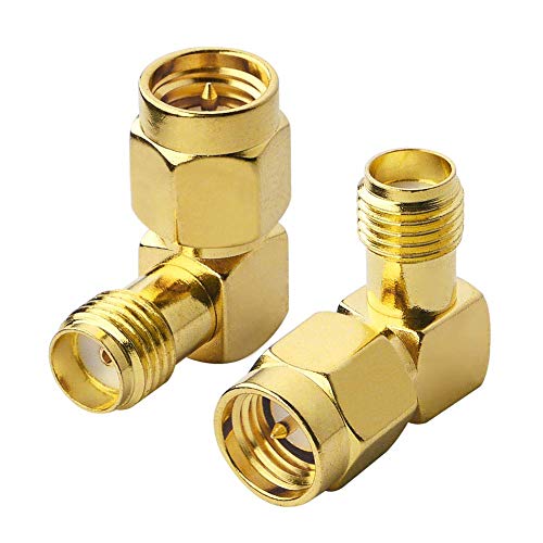 SMA Male to Female Right Angle 90 Degree Adapter, 50 Ohm, 2-Pack - color: 2-Pack