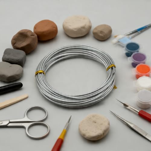 Aluminum Wire, Wire Armature, Bendable Metal Craft Wire for Making Dolls Skeleton DIY Crafts (12Gauge(2mm), Silver)