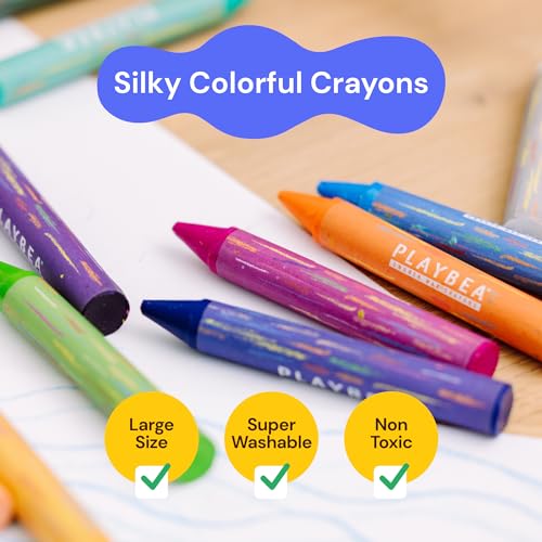 PLAYVIBE Jumbo Crayons, 18 Colors for Preschool Supplies, Washable Crayons