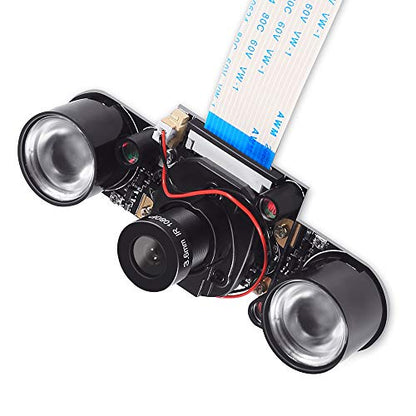DORHEA Raspberry Pi 4 Camera Module Automatic IR-Cut Sensor Day/Night Vision Video Webcam HD 5MP 1080P OV5647 Adjustable Focus with IR Sensor LED Light for Raspberry Pi 3 B+ 4B 2 Model B/B+ / A/A+ - size: module with led