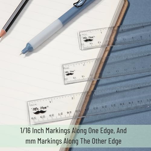 Mr. Pen- Clear Ruler Set, 3 Pack, 6", 8" and 12 Inch, Easy-to-Read Markings