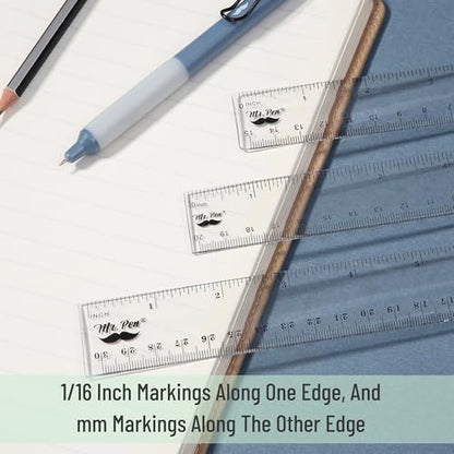 Mr. Pen- Clear Ruler Set, 3 Pack, 6", 8" and 12 Inch, Easy-to-Read Markings