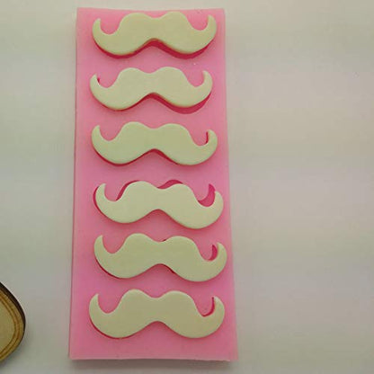 Cute 6 Cavities Funny DIY 3D Mustache Beard Silicone Mold for Fondant Chocolate Candy Gum Paste Cake Decor Baking Desserts Ice Tool