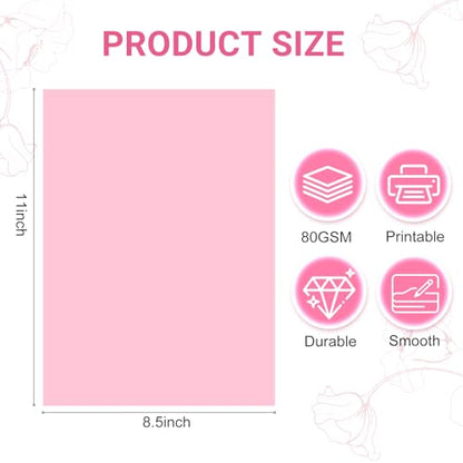 8.5x11 Inches Colored Copy Paper, 600-Sheets Pastel Pink Printer Paper - color: Pink