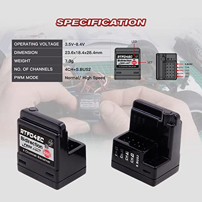 4CH S.BUS2 8.4V High Voltage Internal Antenna RC Car Receiver Compatible with T-FHSS(RTF04EC) - style: RTF04EC