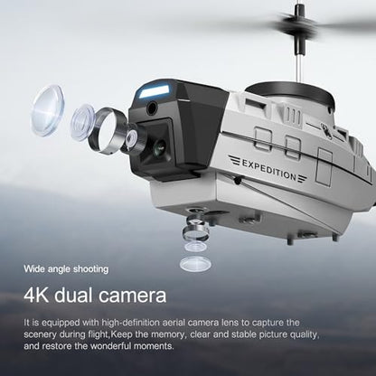New Shape Drone with 720p Camera, 3 Speed Mode Drone, 2 Batteries, Active Obstacle Avoidance, One Key Take Off/Landing. (Gray - 2batteries)