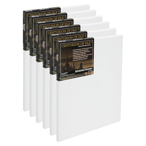 Centurion Deluxe Professional Oil Primed Linen Stretched Canvas, 11oz Linen, 22x28 - Box of 6, 0.67" Deep Canvases, Kiln-Dried Stretchers, Back Stapled, Premium Medium Weight Canvas for Oil Paintings - size: 22"x28"