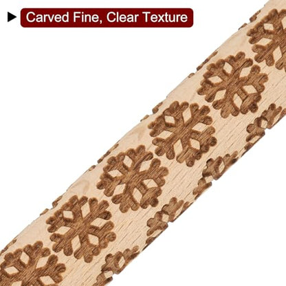 HARFINGTON Wood Clay Roller 4" Snowflake Pattern Rolling Pins Wood Rollers Pottery Tools Wood Grain Texture Rollers for Clay Baking Dough Playdough DIY - style: Snowflake