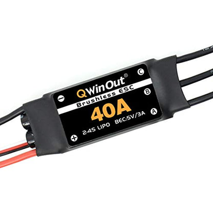 QWinOut 40A Brushless ESC 2-4S Speed Controller with 5V 3A BEC for Fixed Wing DIY RC Multi-axis Aircraft Drone Helicopter Quadcopter (6 Pcs,Long Cable) - color: Long Cable, size: 6 Pcs