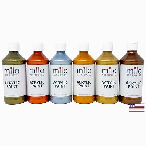 milo Metallic Acrylic Paint Set, 6 Metallic Colors, 8 oz Bottles - style: Metallic Set 6 x 8 oz