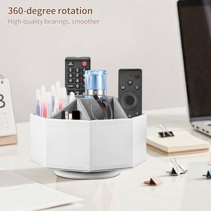 360° Spinning Remote Control Holder,Pen Caddy,Studio Art Supplies Organizer - color: White