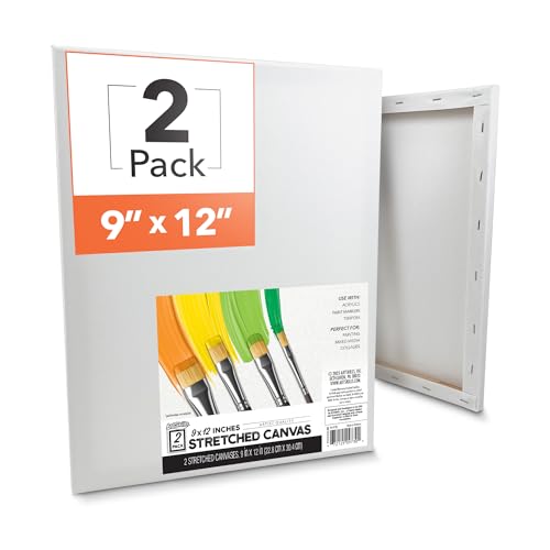 ArtSkills Stretched Canvas for Painting, 9x12 Canvas, 2-Pack Framed - size: 2-Pack 9x12