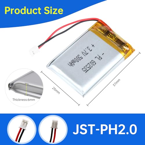 602535 3.7V Lipo Battery 500mAh 602535 Rechargeable Lithium - size: 602535 500mAh