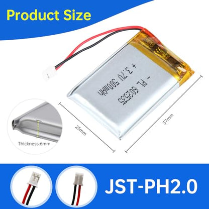 602535 3.7V Lipo Battery 500mAh 602535 Rechargeable Lithium - size: 602535 500mAh
