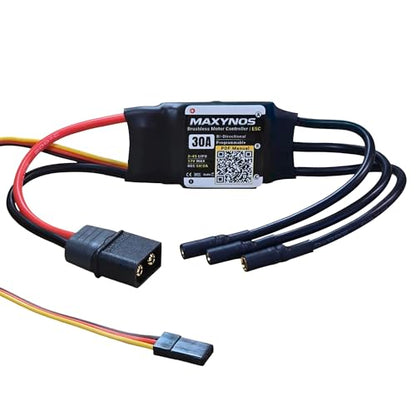 Bidirectional 30A Electronic Speed Controller, 2-4S Lipo ESC with XT60 Connector, 7.4-17V, for RC Vehicles, Drones, Robotics, & Underwater Thrusters - size: 30A
