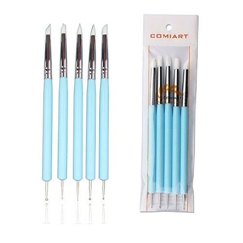 COMIART 5 X 2 Way Ball Styluses Dotting Tool Silicone Color Shaper Brushes Pen for Polymer Clay Pottery Modeling Sculpture Nail Art