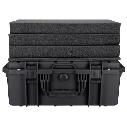 Eylar 21.6" Intact Series Carry-On Hard Camera Case, Lightweight and Durable Stacker Design with Foam (Black) - color: Black