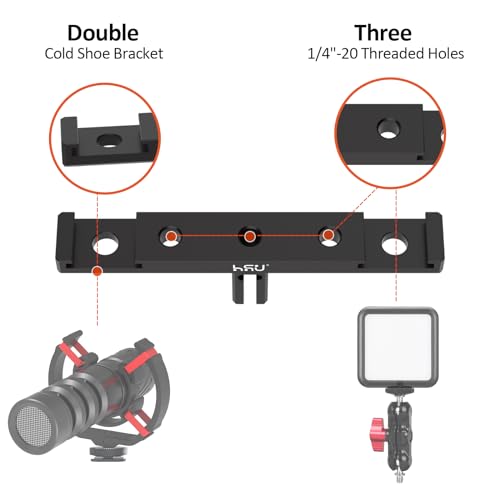 HSU Aluminum Dual Twin Mount, 1/4”-20 Cold Shoe Mount Adapter - color: Ordinary