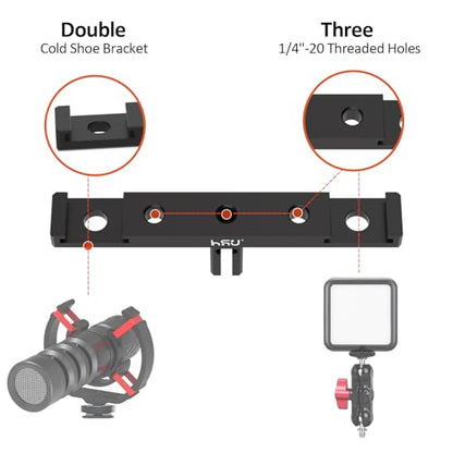 HSU Aluminum Dual Twin Mount, 1/4”-20 Cold Shoe Mount Adapter - color: Ordinary