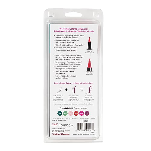 Tombow 56237 Dual Brush Pen Art Markers, Very Berry, 6-Pack