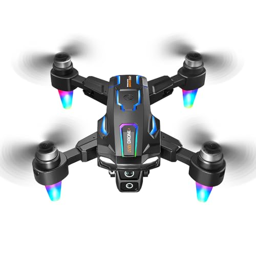 Foldable Drone with 8K ESC Dual Camera, Built‑in Screen Remote Controller, Brushless Motor, 4‑Way Obstacle Avoidance, Optical Flow Hover, 90° Adjustable Lens, RGB Night Lights Quadcopter for Adults Beginners