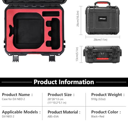 FPVtosky NEO 2 Case, Waterproof HardCase for DJI NEO 2 Fly More Combo Accessories, fits DJI RC-N3 Remote Controller [CASE ONLY]