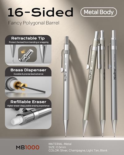 Nicpro 37PCS Metal Mechanical Pencil Set with 33PCS Aesthetic Highlighter and Gel Pen set