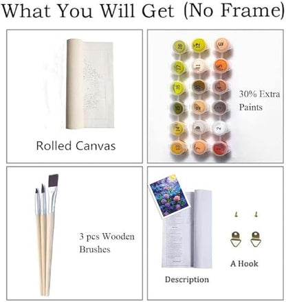 ZRIZQ Flowers Paint by Numbers Kit for Adults Beginner,Purple Rose,16x20 - color: 16"X20"Rolled Canvas(Frameless)-Flowers 2